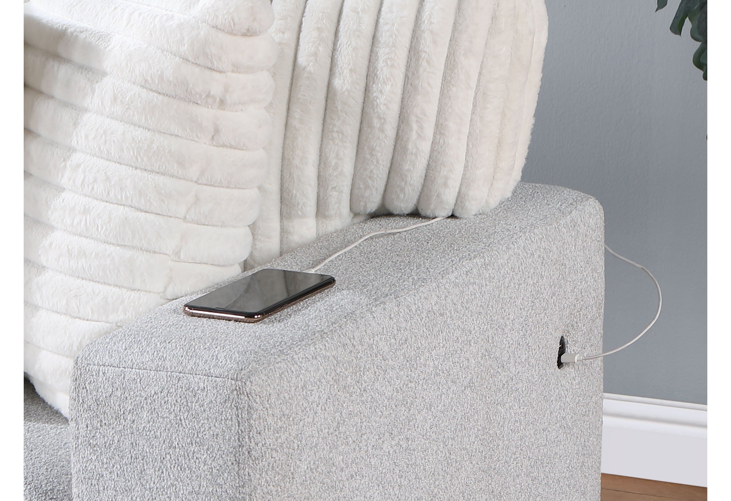 Ford Light Grey/White Reversible Pull Out Sofa Bed