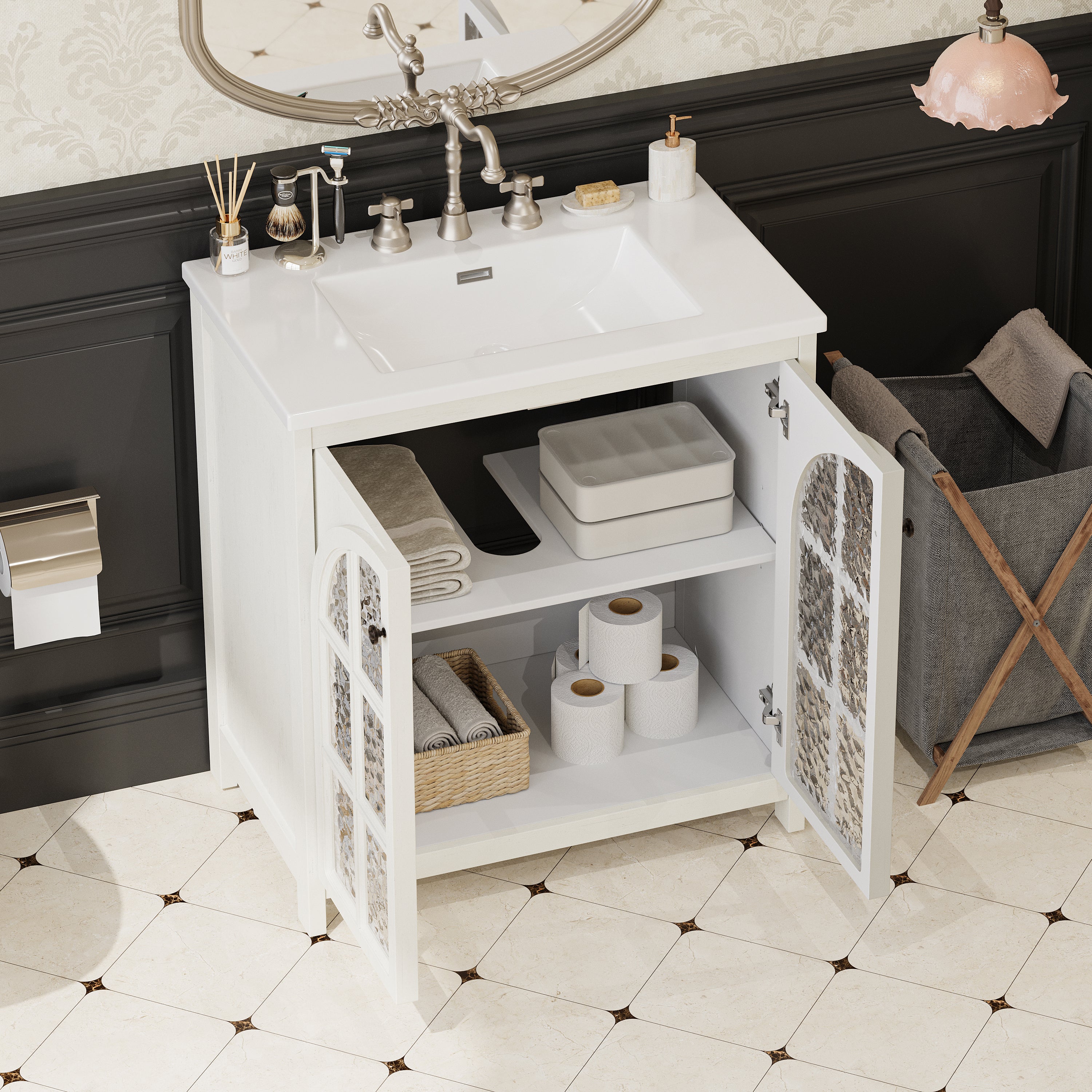 30 Inches Bathroom Vanity with Ceramic Sink