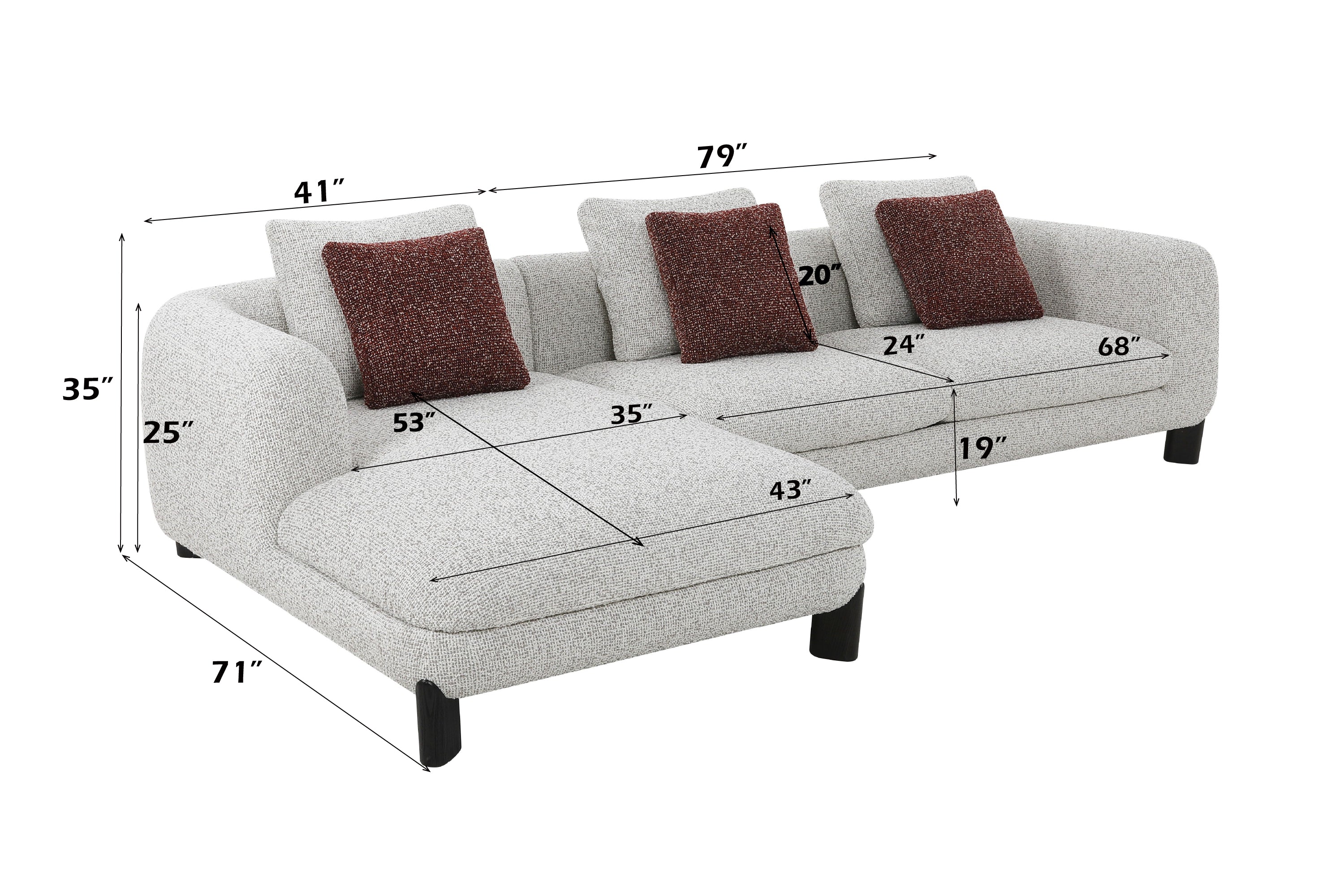 Mardi Maroon Sectional Sofa