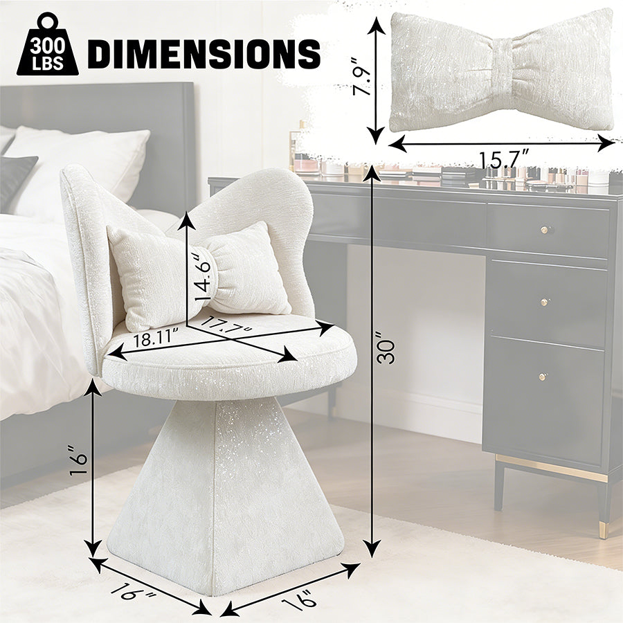 Vanity Chair with Butterfly Back and Swivel Function