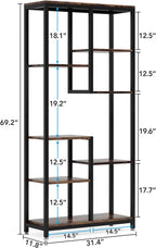 69.2" 6-Tier Rustic Brown Industrial Etagere Bookcase
