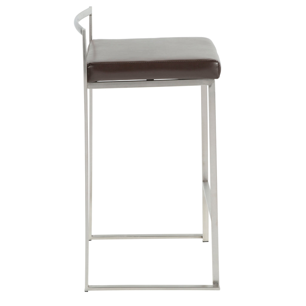 26" Contemporary Stackable Counter Stool in Brushed Stainless Steel