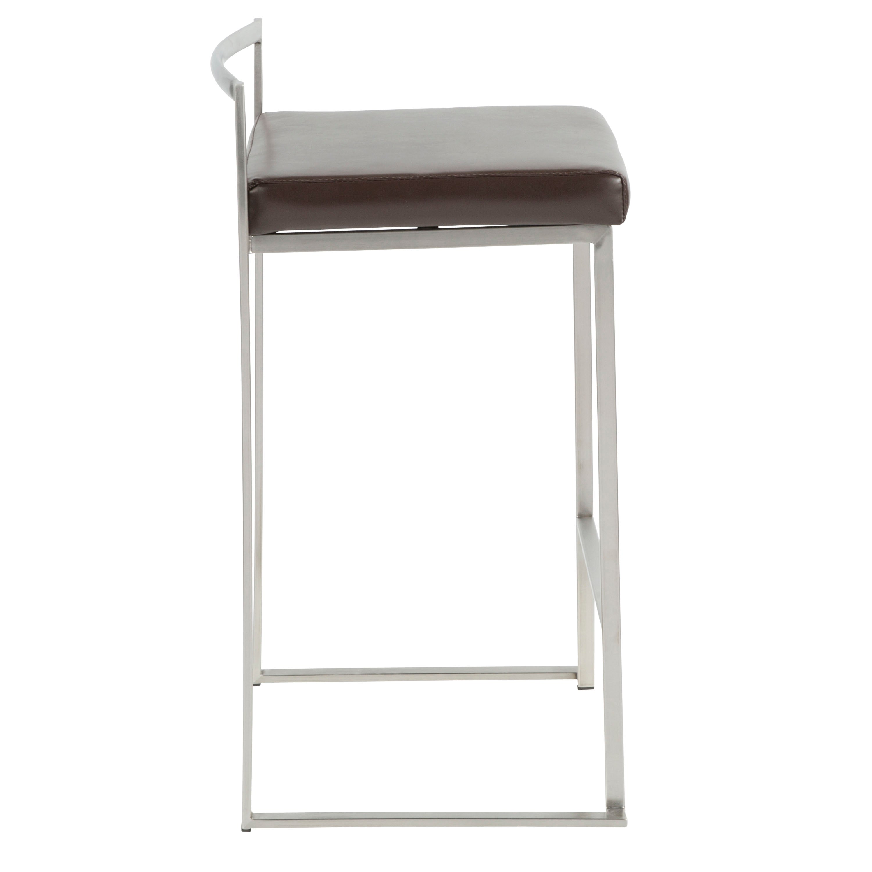 26" Contemporary Stackable Counter Stool in Brushed Stainless Steel