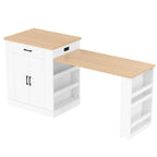 Extendable Island Console with Drawers, Double-Door Cabinet & Open Shelving