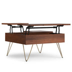 Hunter Solid Mango Wood Lift Top Square Coffee Table in Umber