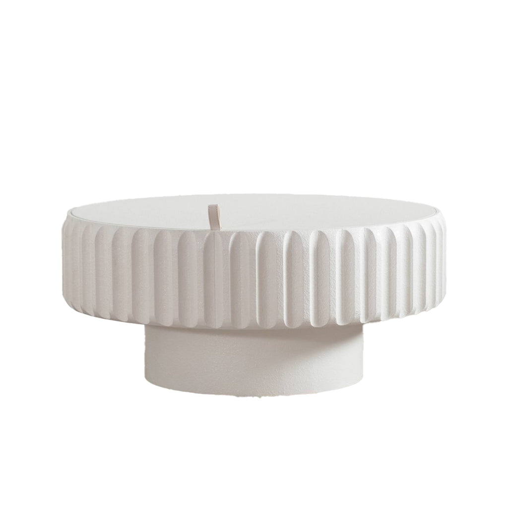 Round Fluted Storage Table with Lift-Off Lid