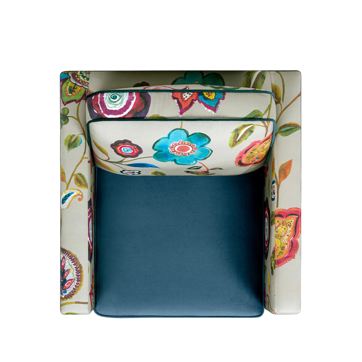 Mamba 28-Inch Patchwork Accent Chair, Teal and Purple Velvet