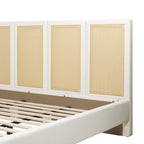 Toscana King Upholstered Cane Back Platform Bed, Antique