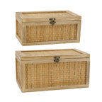 Set of 2 Woven Rattan Decorative Boxes