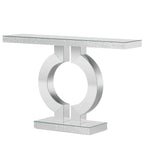 43" Modern Mirrored Console Table with O-Shaped Base