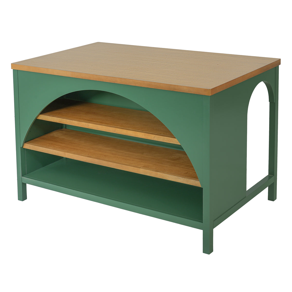 56" Farmhouse Kitchen Island with Open Storage