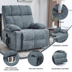 Grey Dual Motor Infinite Position Up to 350 LBS Chenille Power Lift Recliner Chair