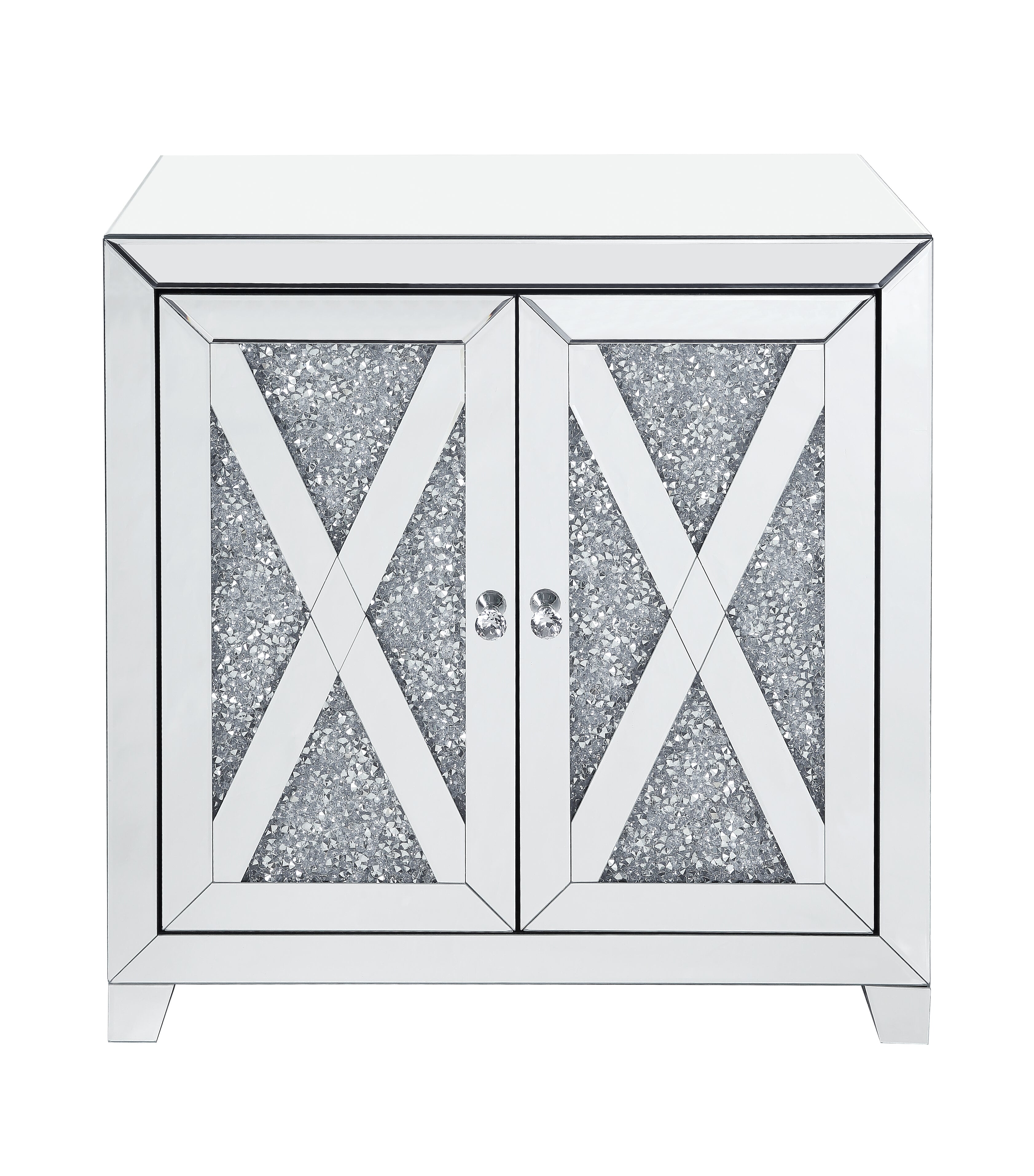 Noralie Mirrored & Faux Diamonds Console Cabinet