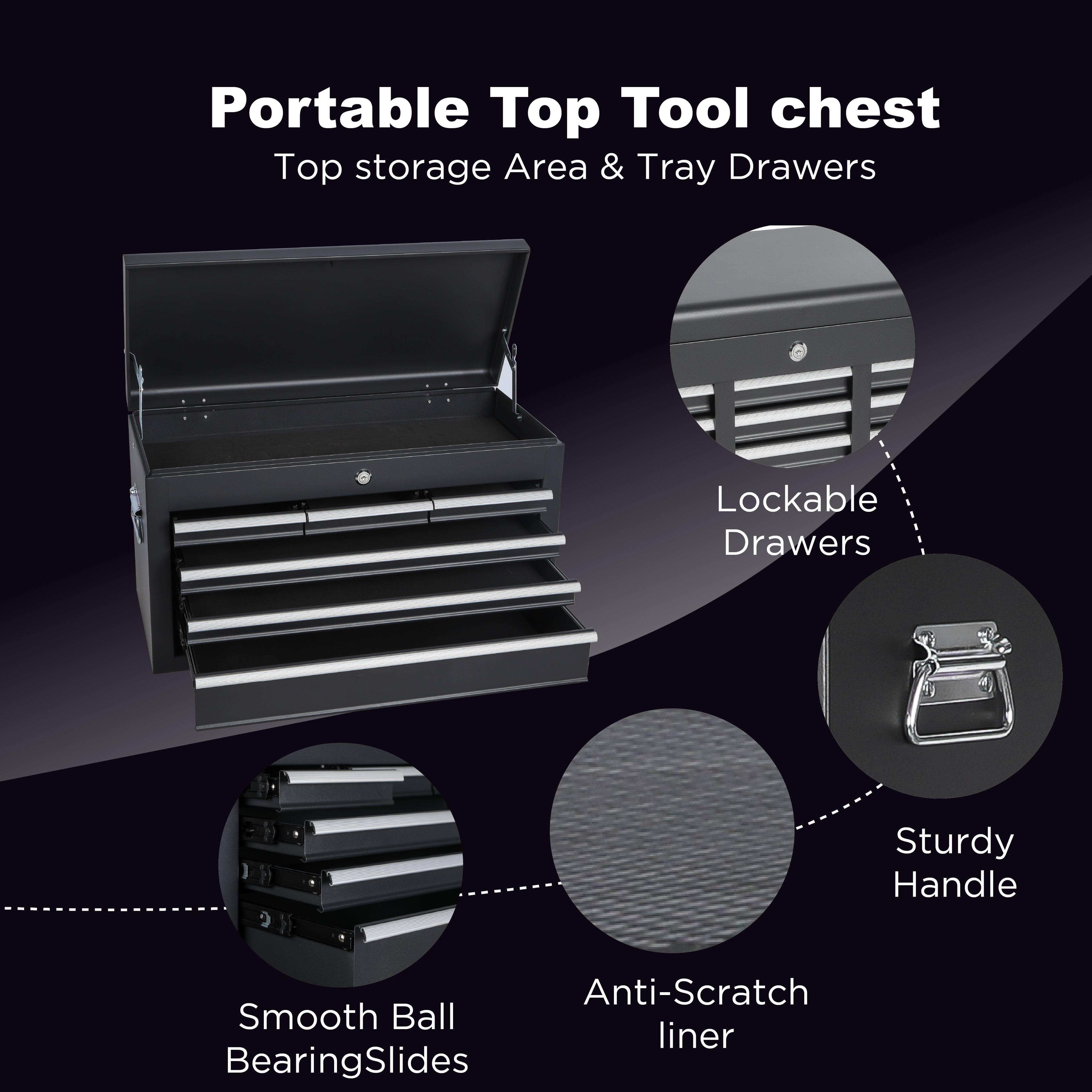 8-Drawer Rolling Tool Storage Cabinet with Detachable Top