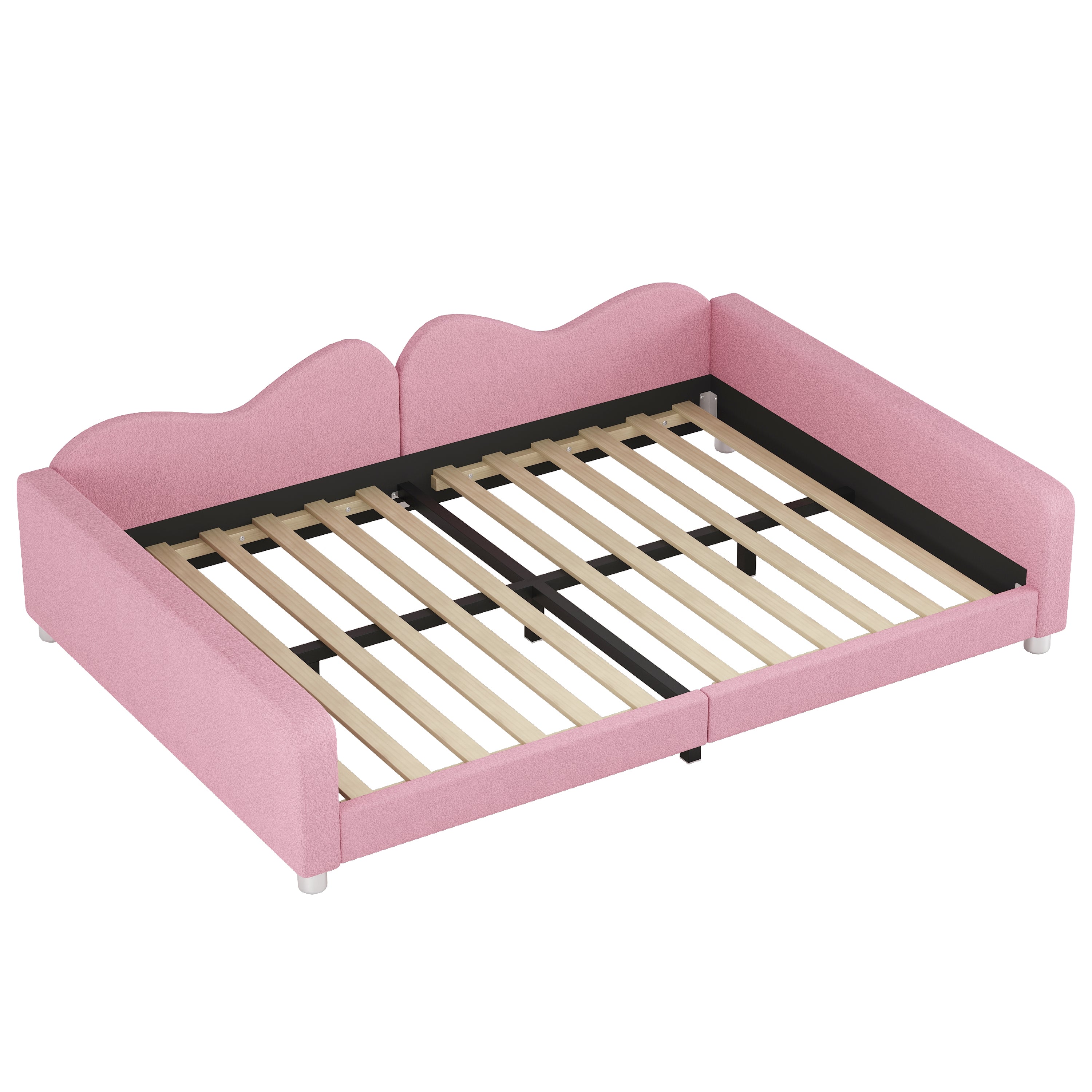 Full Size Upholstered Daybed with Cloud-Shaped Backrest