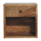 Solid Wood Floating Mini Classic Bedside, Wall-mounted, 1-Drawer, 1 Open Slot