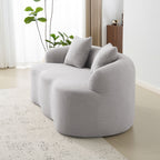 Grey Curved Loveseat Sofa with Round Armrest