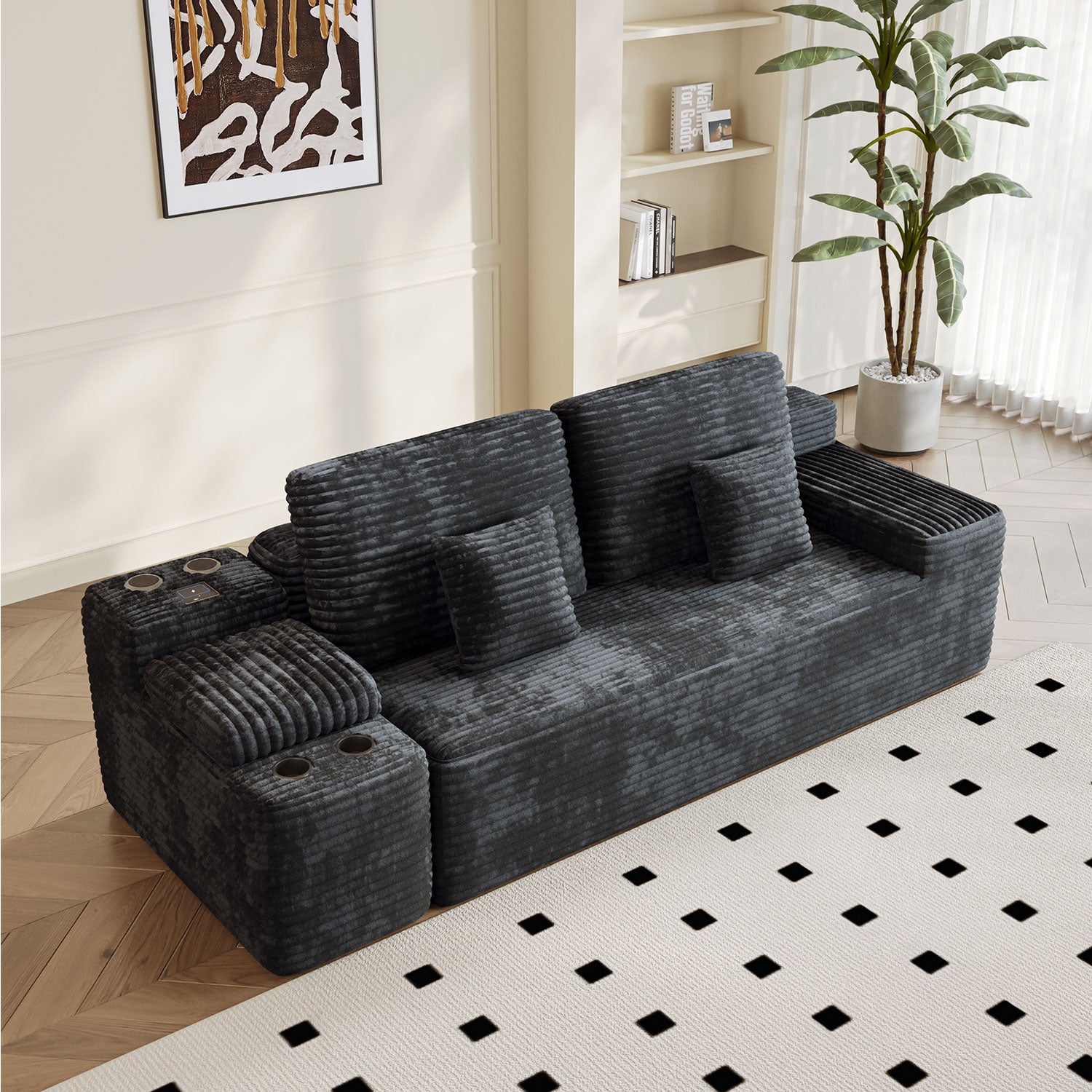 150" Width 5-Piece Sectional Sofa with 2 Ottomans