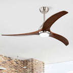 52" Solid Wood Blades Ceiling Fan With Light and Remote Control