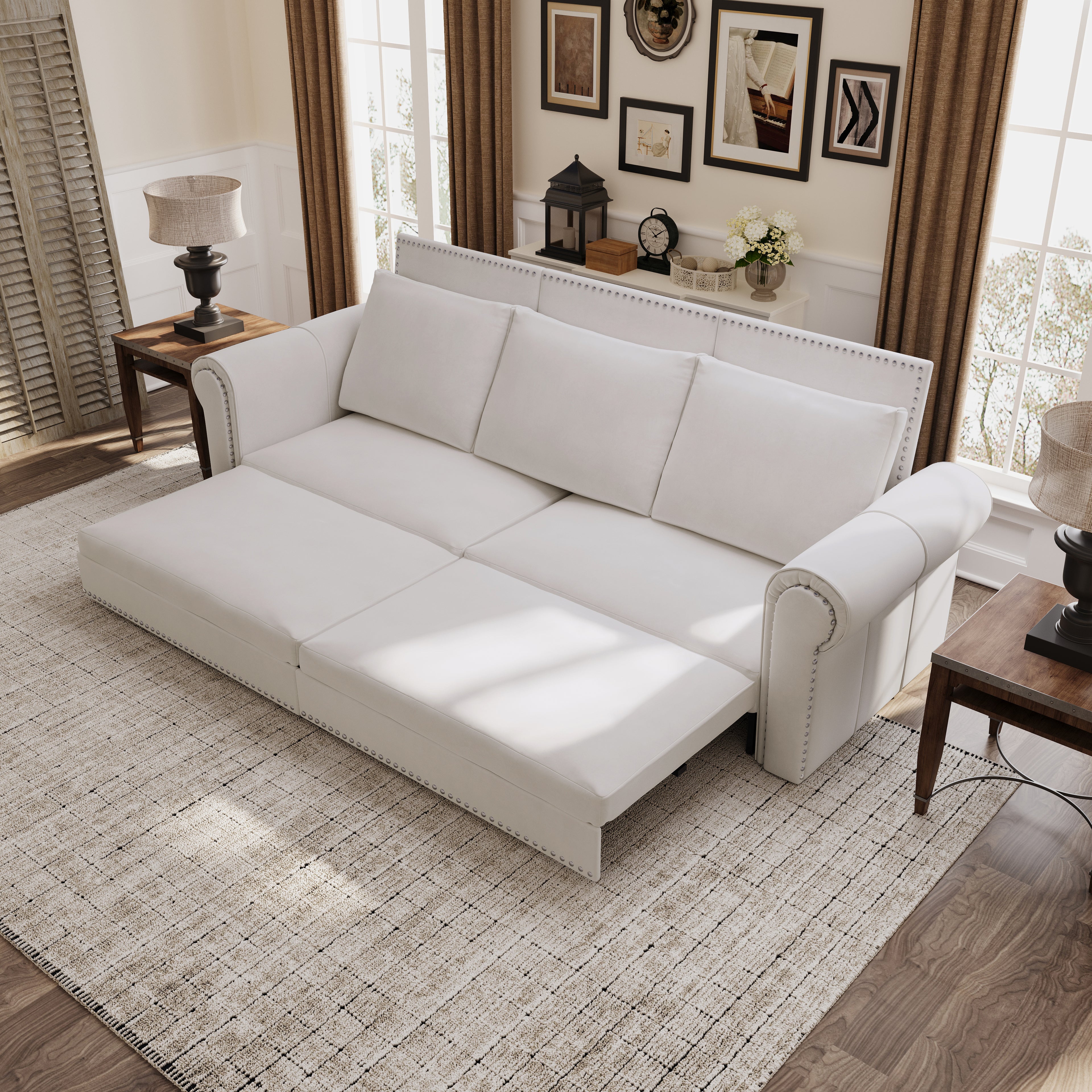 Chesterfield 3-in-1 Velvet Convertible Sleeper Sofa