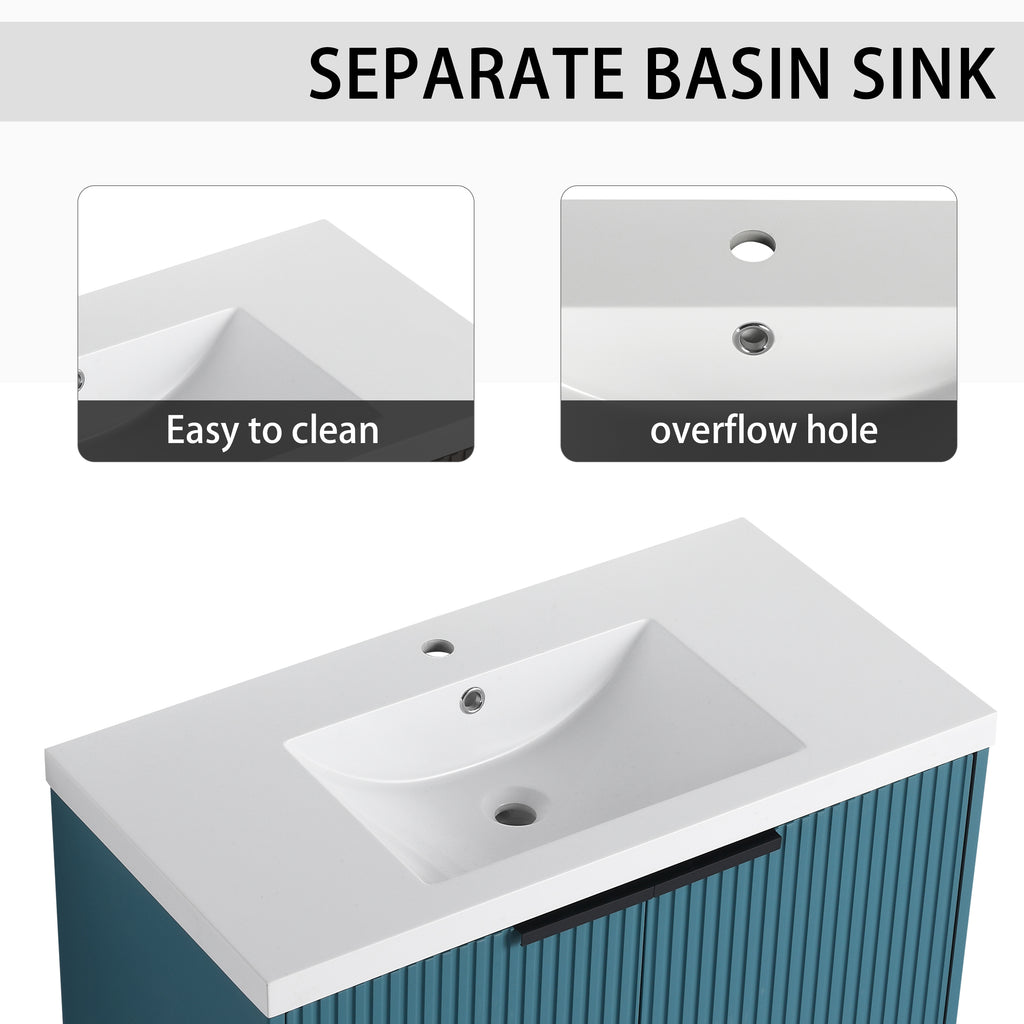 36" Wall Mounted Bathroom Vanity with Resin Sink