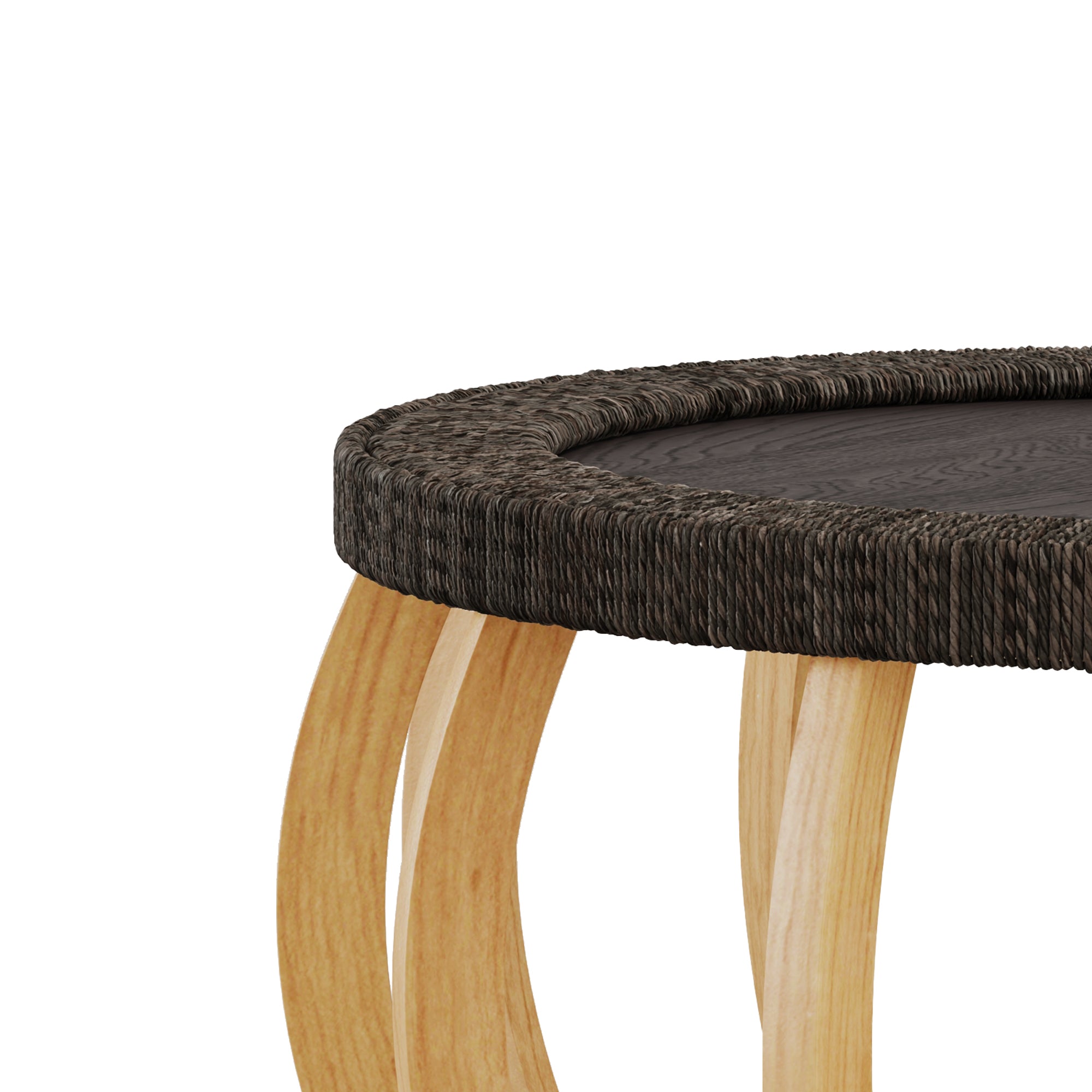 Vintage Rattan Solid Wood Round Coffee Table