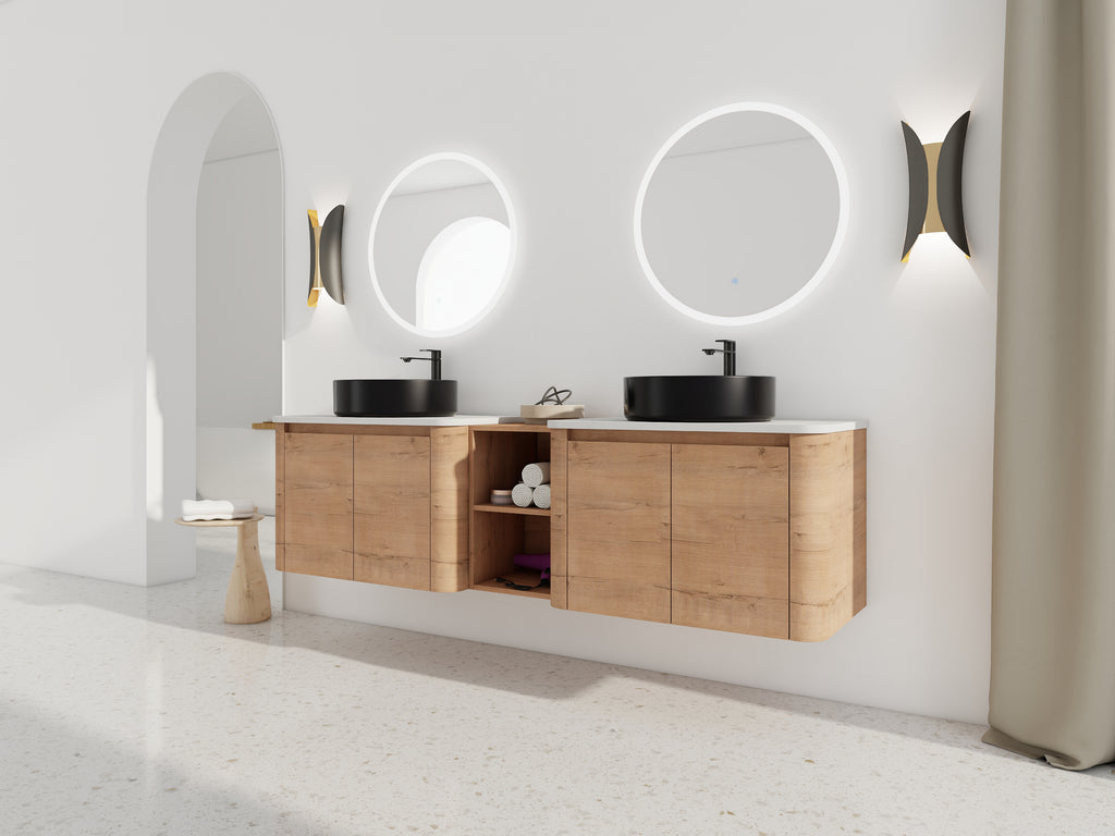 72" Wall-Mounted Bathroom Vanity With Ceramic Art Sink