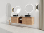 72" Wall-Mounted Bathroom Vanity With Ceramic Art Sink