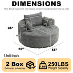 55''L Chenille Foam Single Swivel Chair