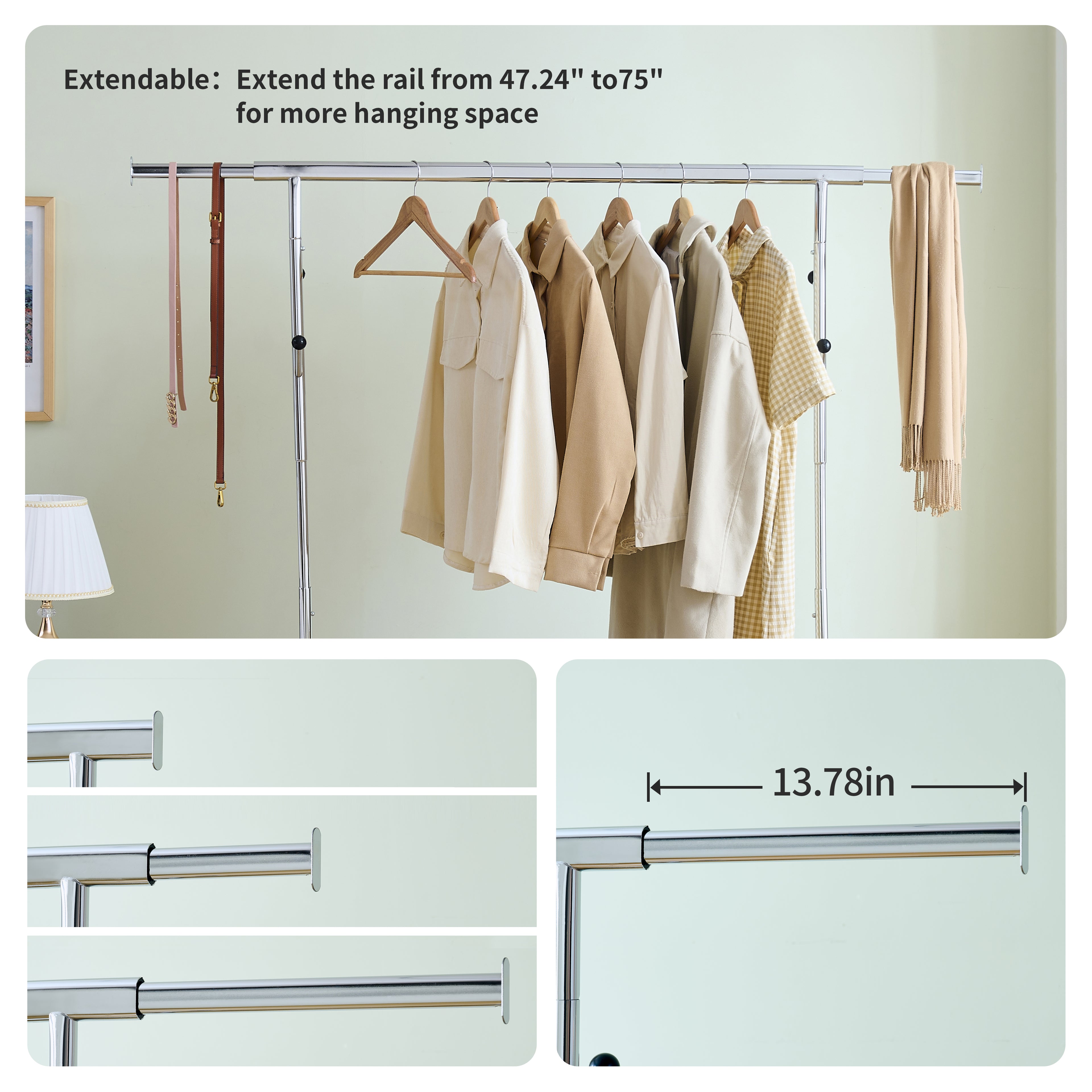 Heavy Duty Clothing Rack with Wheels