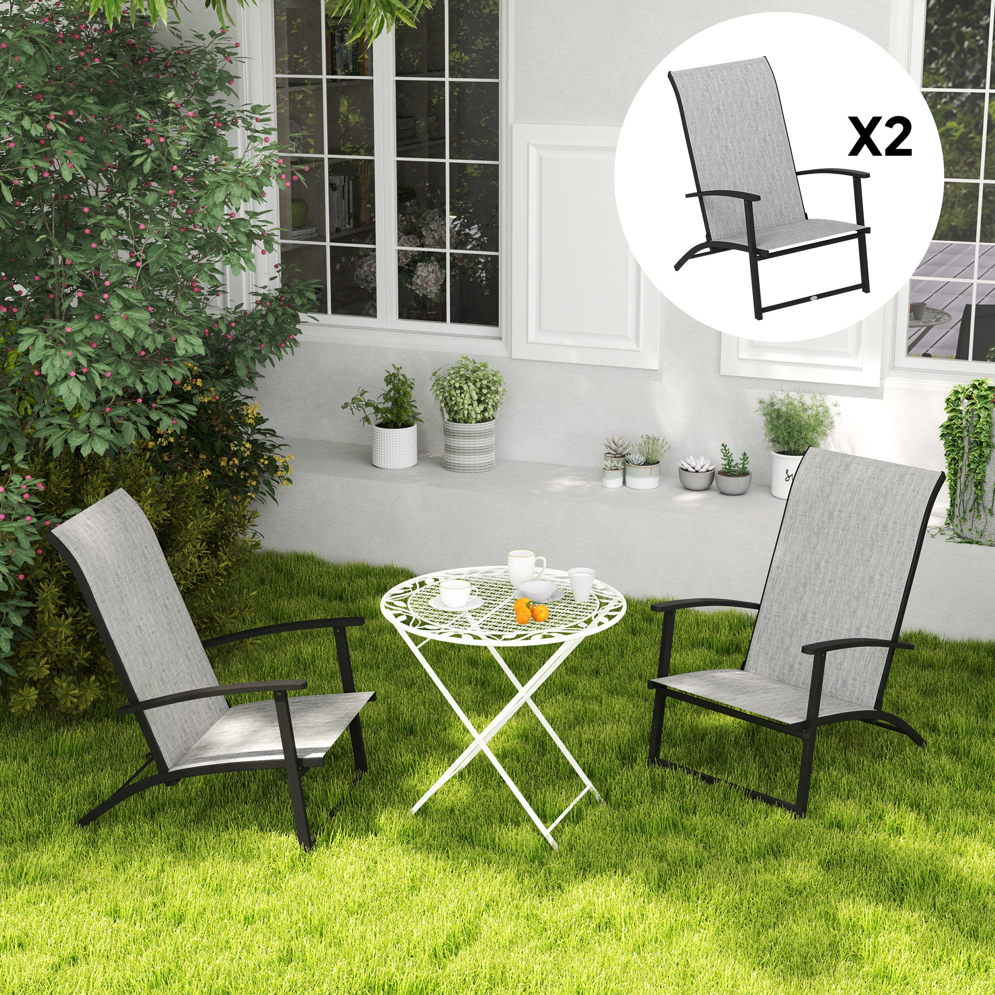 Outsunny Folding Patio Chairs Set of 2