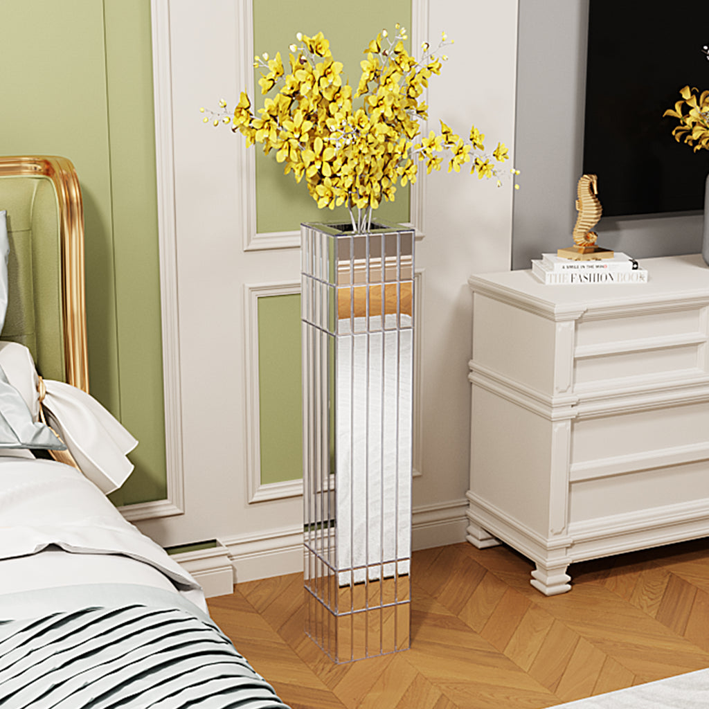 36.02" Tall Mirrored Floor Vase