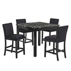 5pc Counter Height Dining Set Square Faux Marble Table