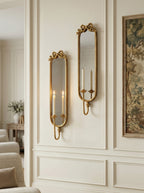 Set of 2 Bow-Top Mirrored Sconce
