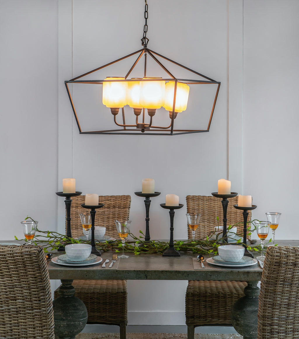 Sleek Industrial Iron Chandelier