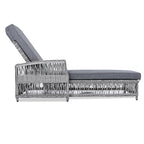 GO Outdoor Long Reclining Chaise, Wicker Lounge with Armrests