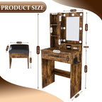 Vanity Table with Mirror & Adjustable LED Lights