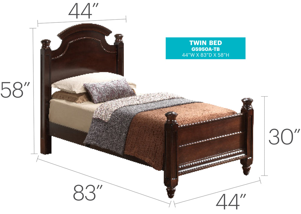 Elegant Traditional Twin Bed In Cappuccino