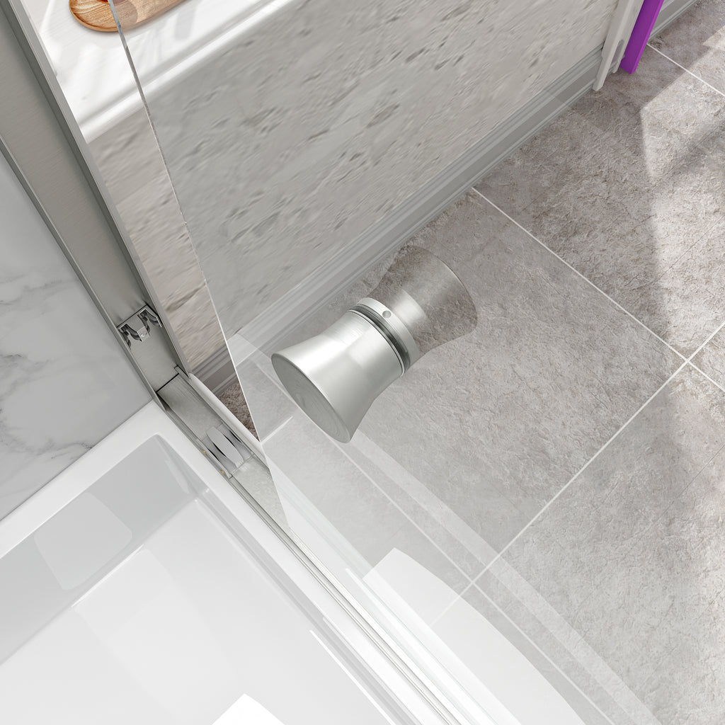Brushed Nickel Reversible Installation Double Bypass Sliding Shower Door