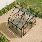 8X6FT Black Double Door Polycarbonate Greenhouse