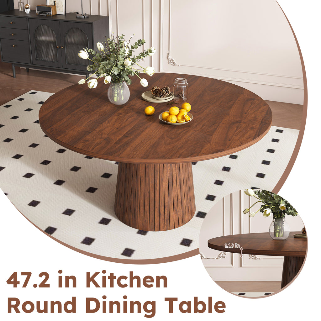 47 Inch Round MDF Dining Table for 4