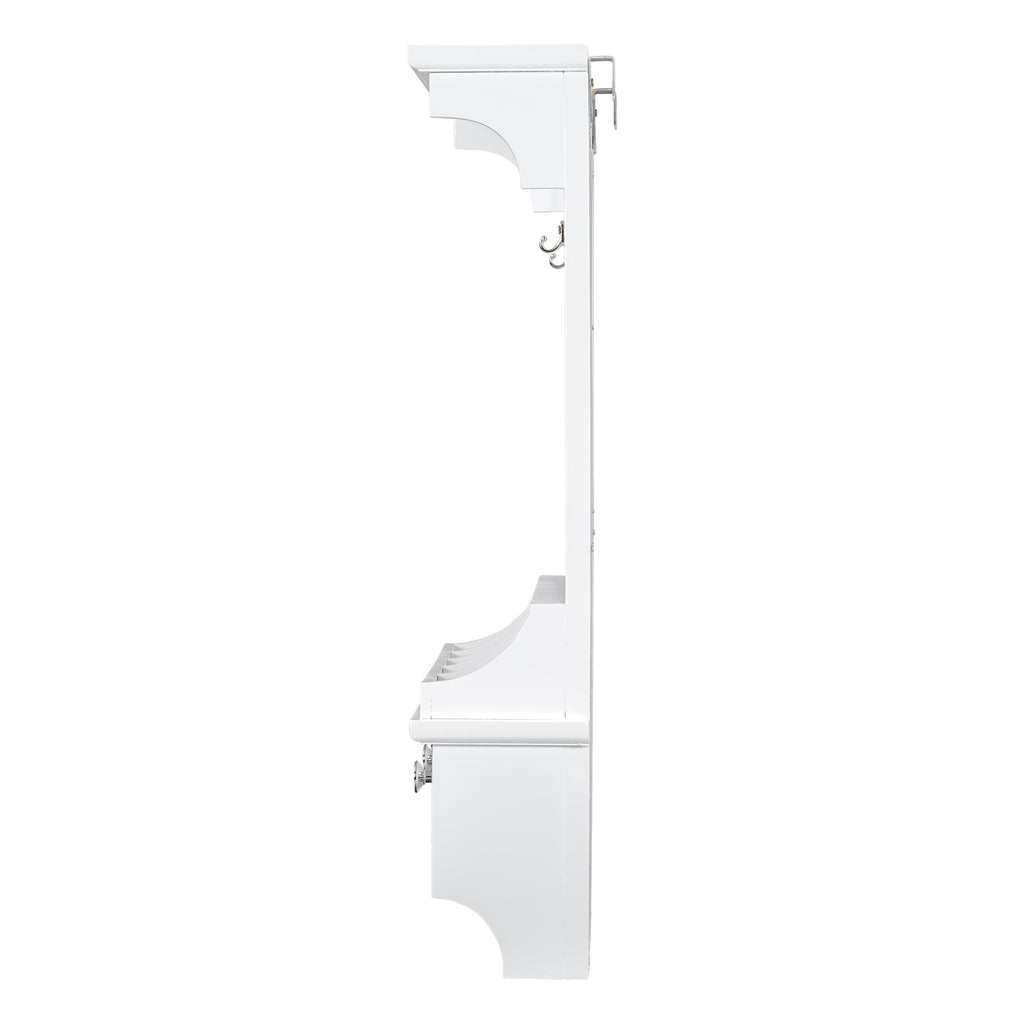 Floating Makeup Vanity with Big Mirror and Wall-Mounted Storage