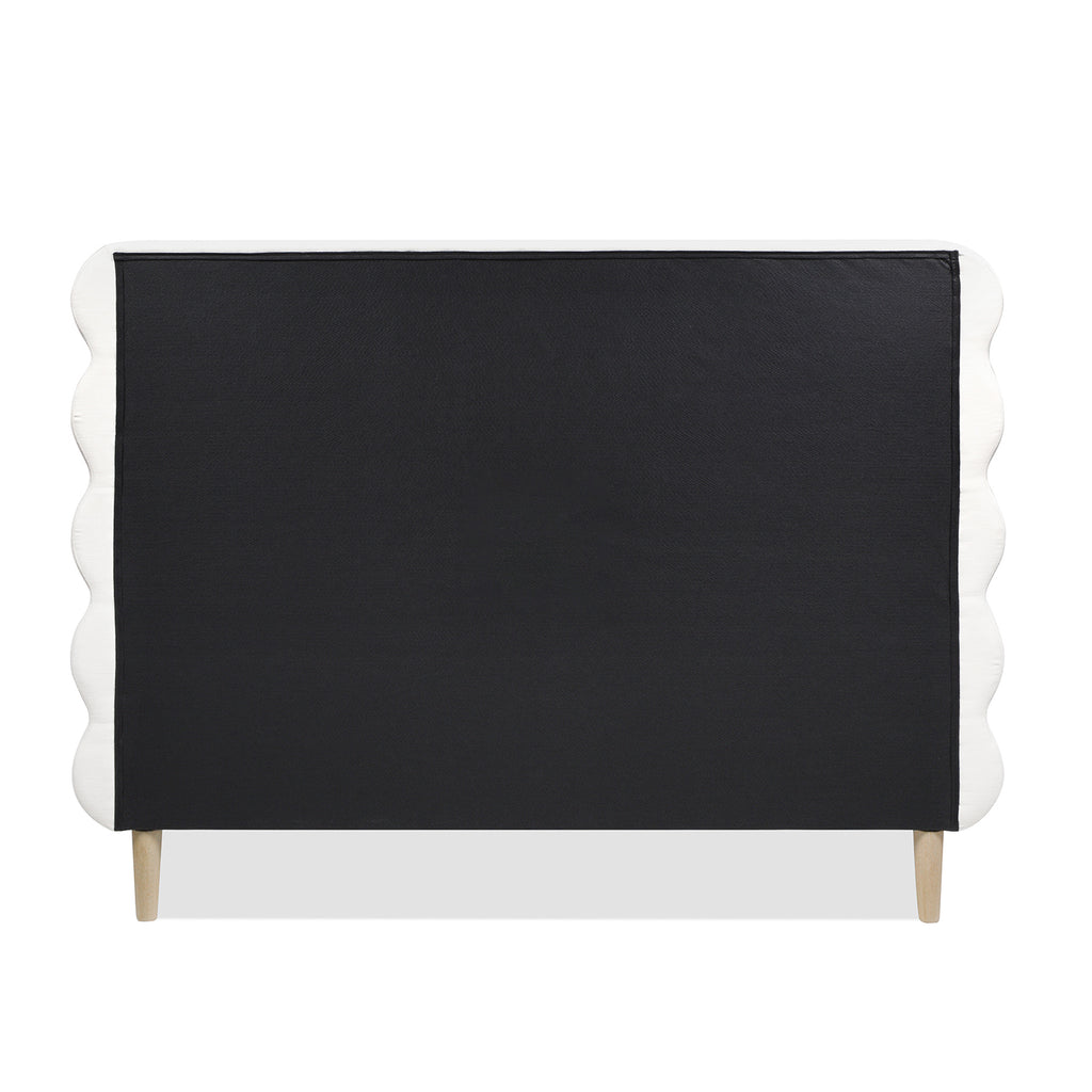 Stockholm Modern Wavy Headboard Platform Bed, Queen, Antique
