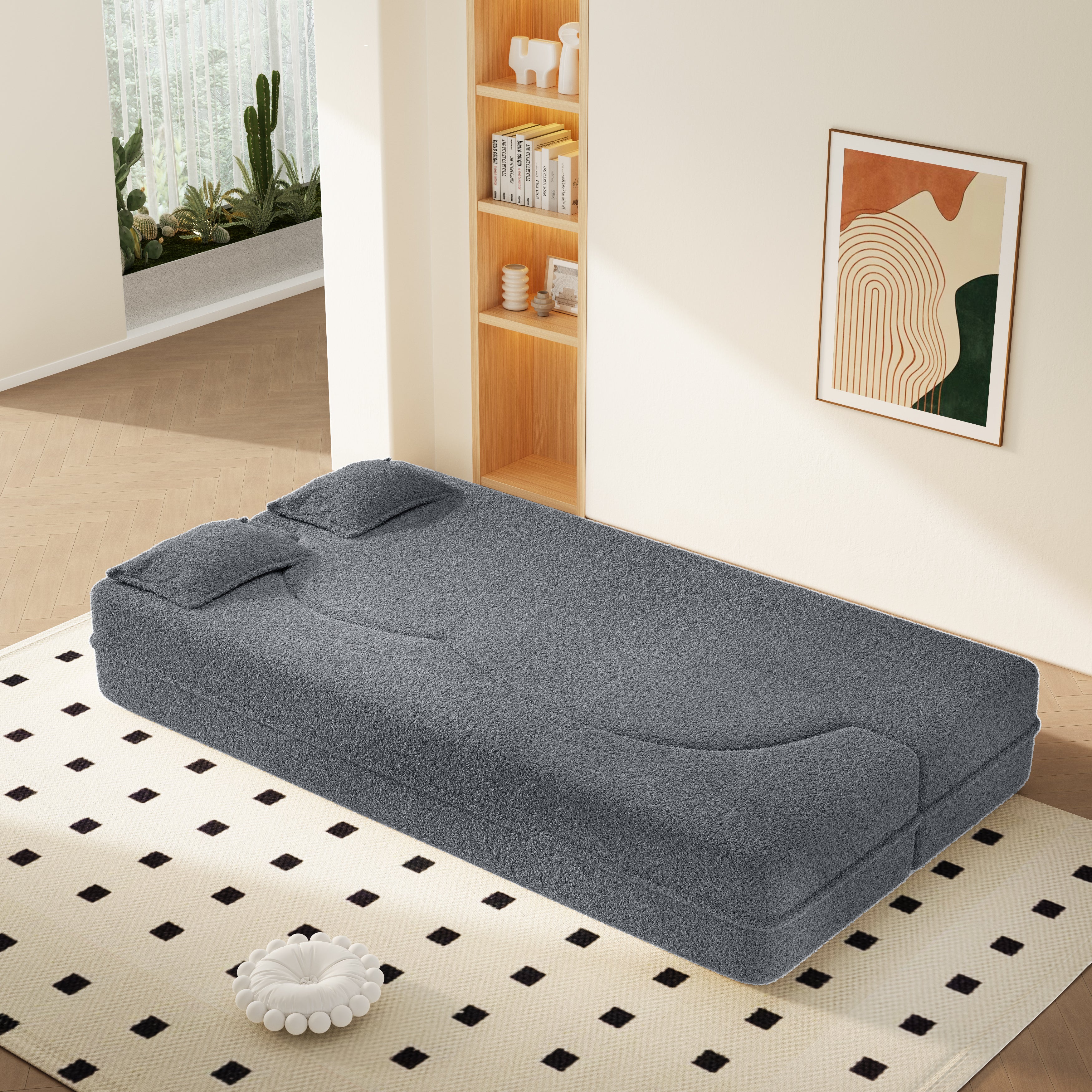 Modern Floor Sofa with 2 Pillows