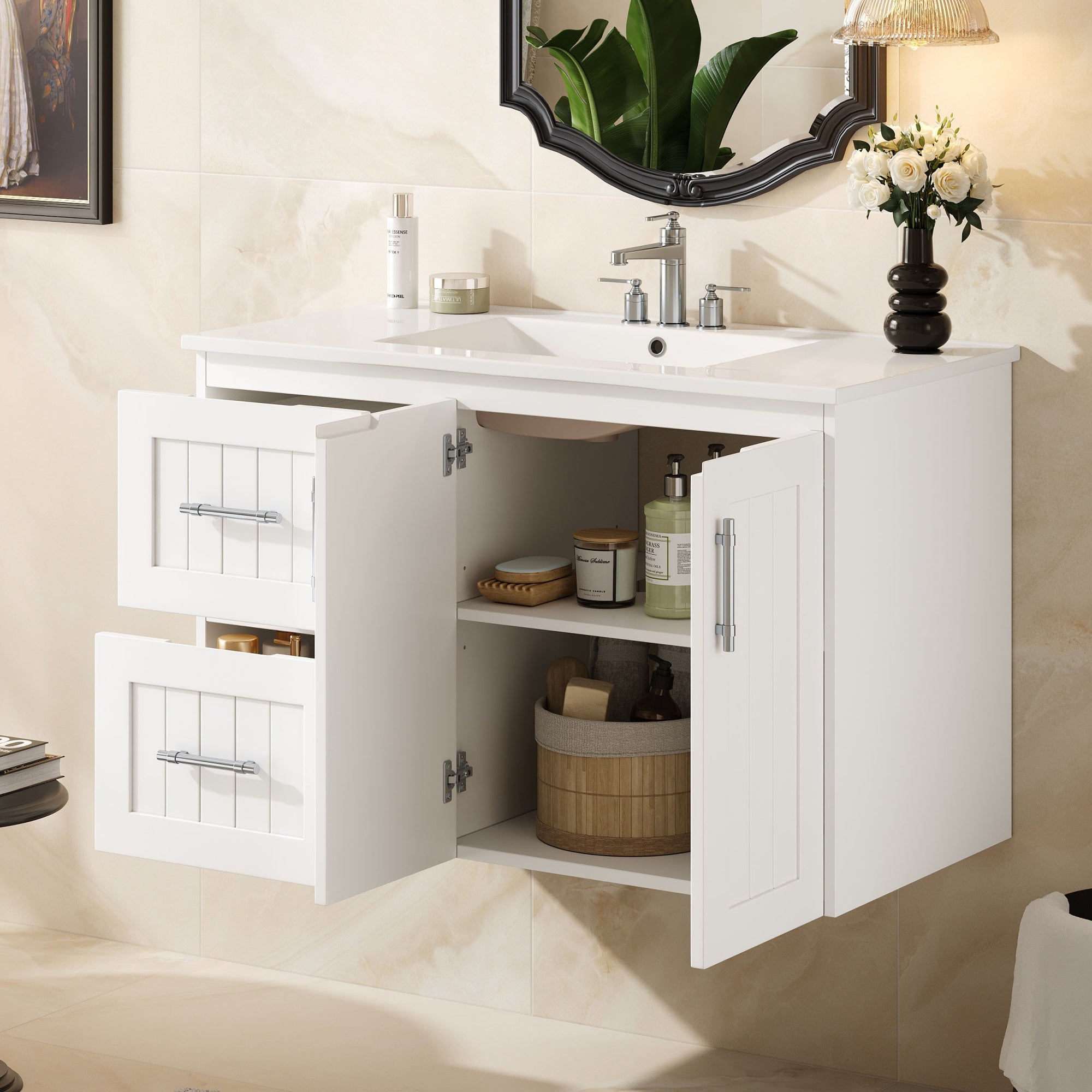 Modern 36" Wall Mounted Bathroom Vanity