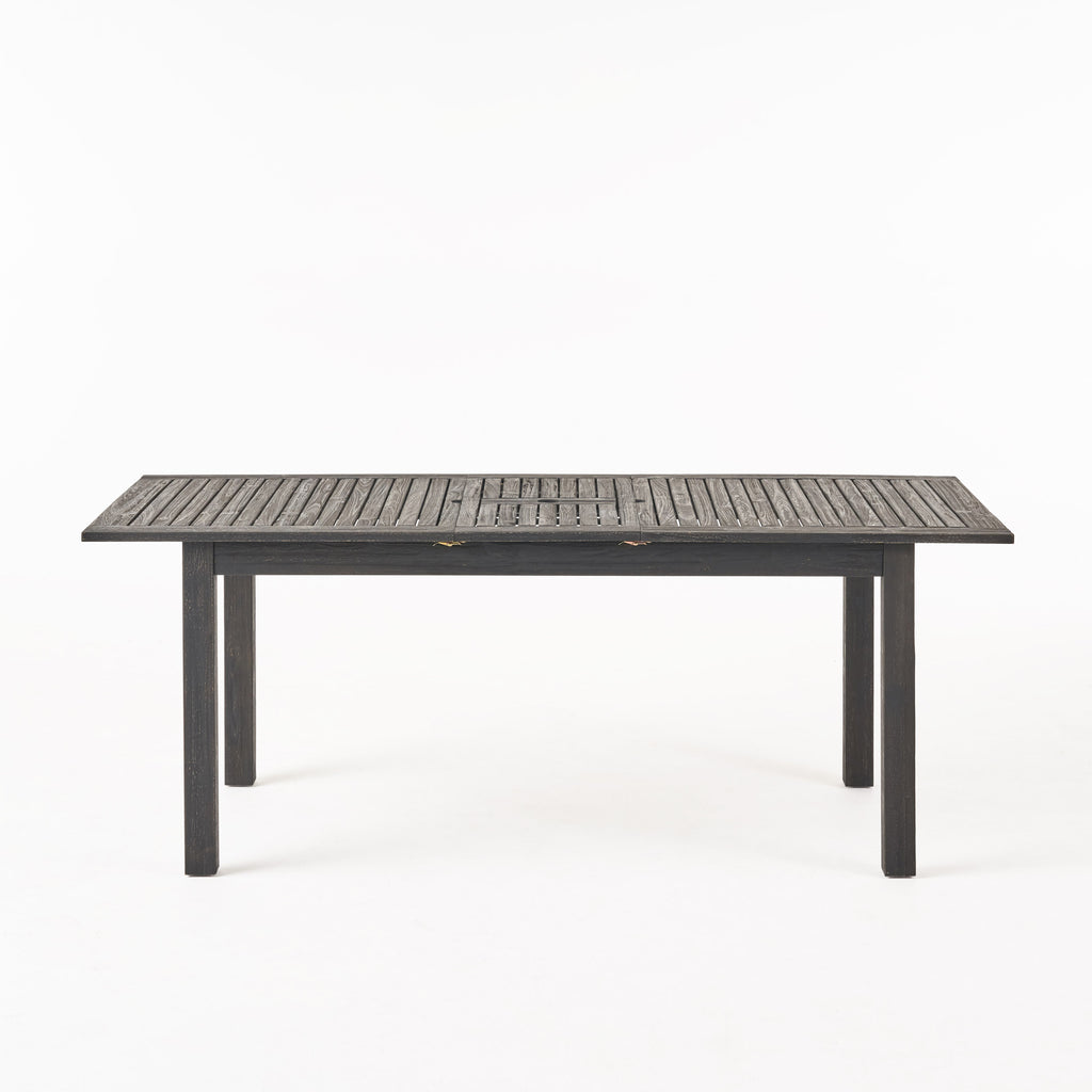 Outdoor Expandable Acacia Wood Dining Table, Dark