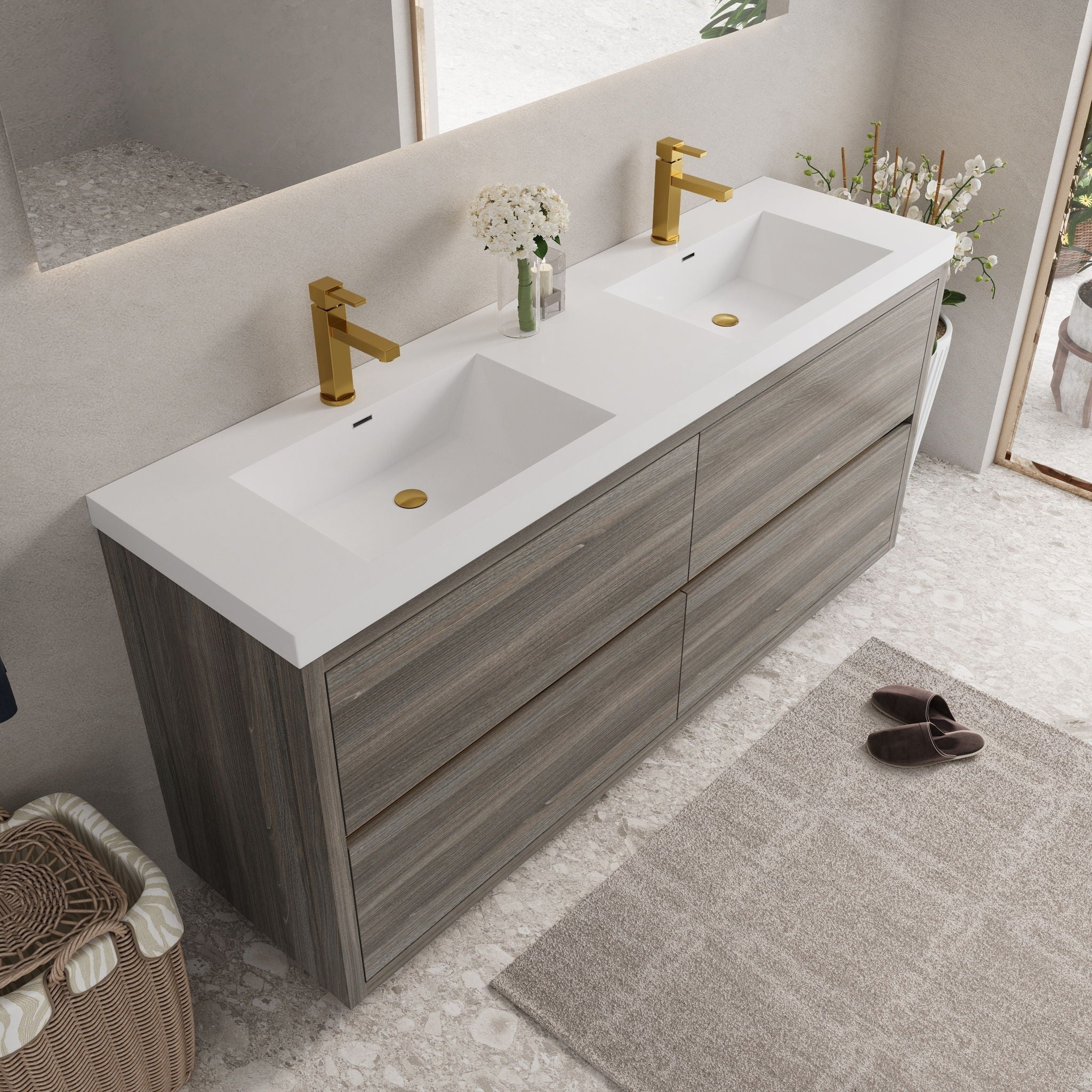 Bathin Freestanding Bathroom Vanity With Double Sinks