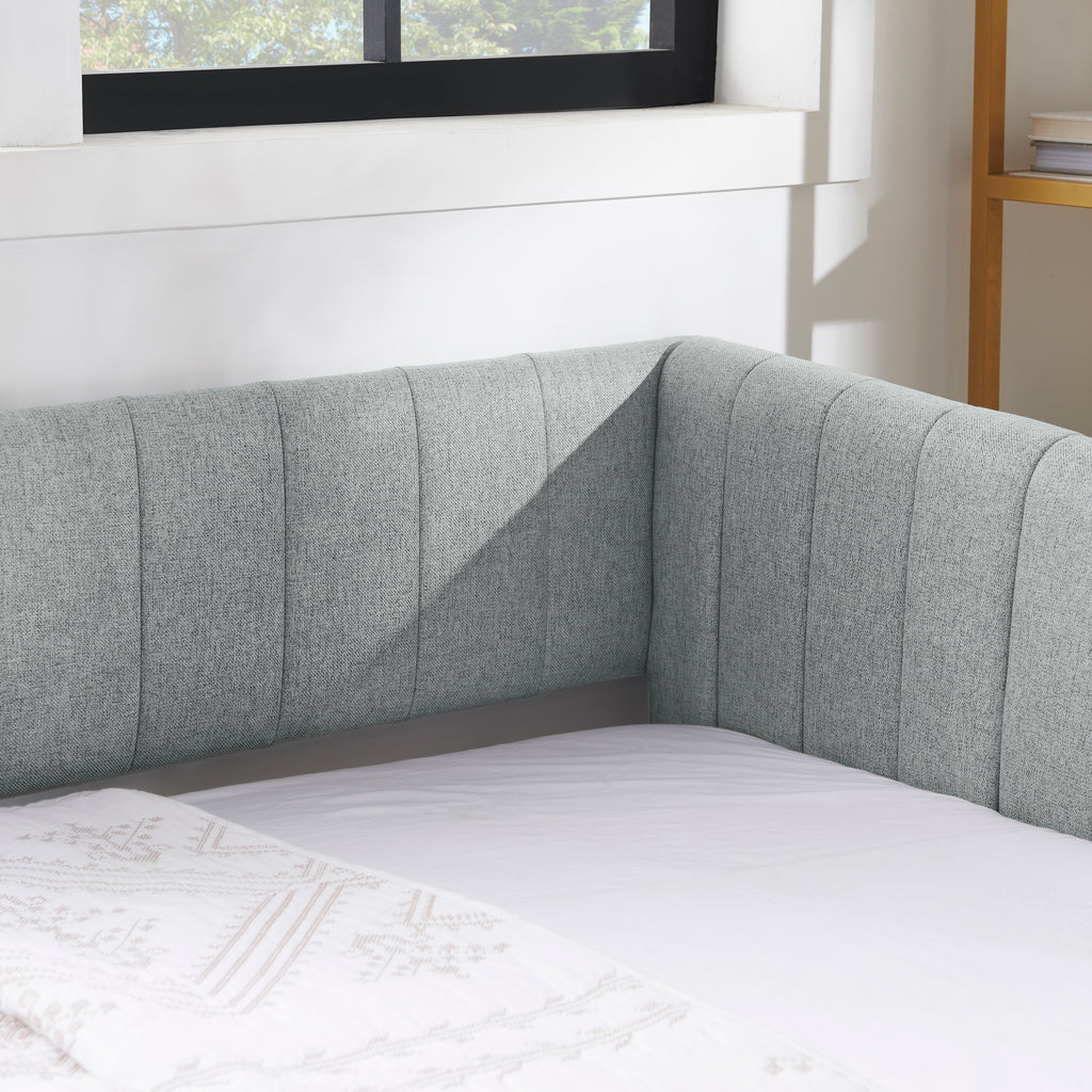 Twin Size Daybed with Trundle Upholstered Sofa Bed