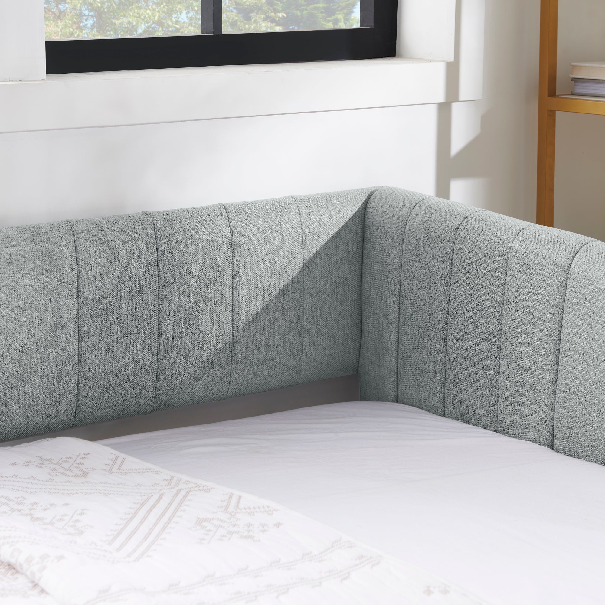 Twin Size Daybed with Trundle Upholstered Sofa Bed