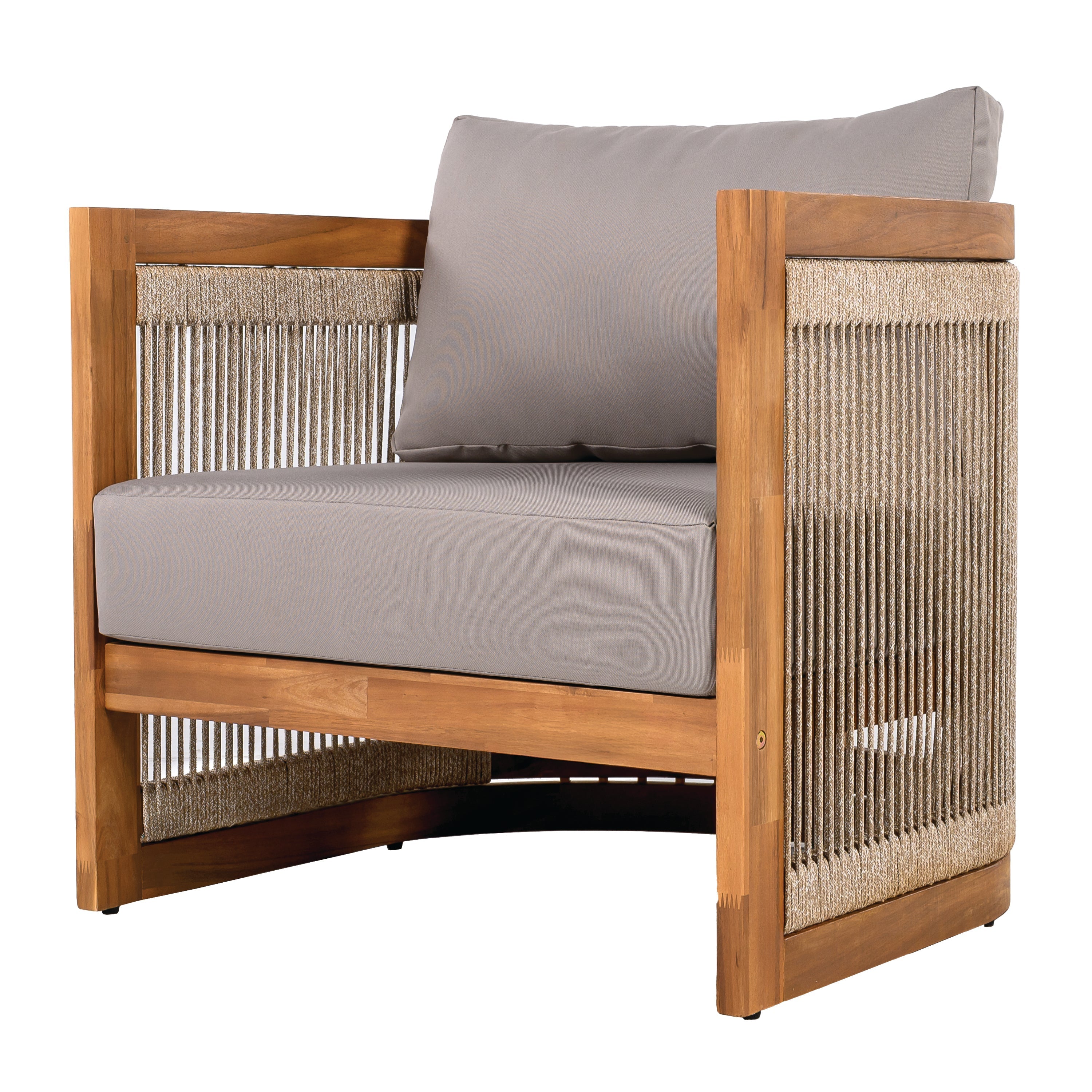 4-Piece Patio Seating Group with Acacia Wood and Woven Rope Accents